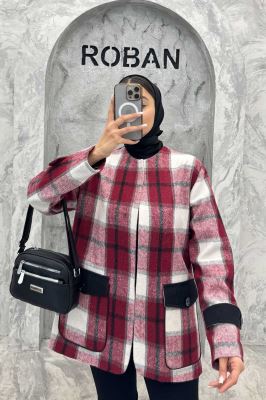 کت چهارخانه آستردار در جیب کتان پامپا