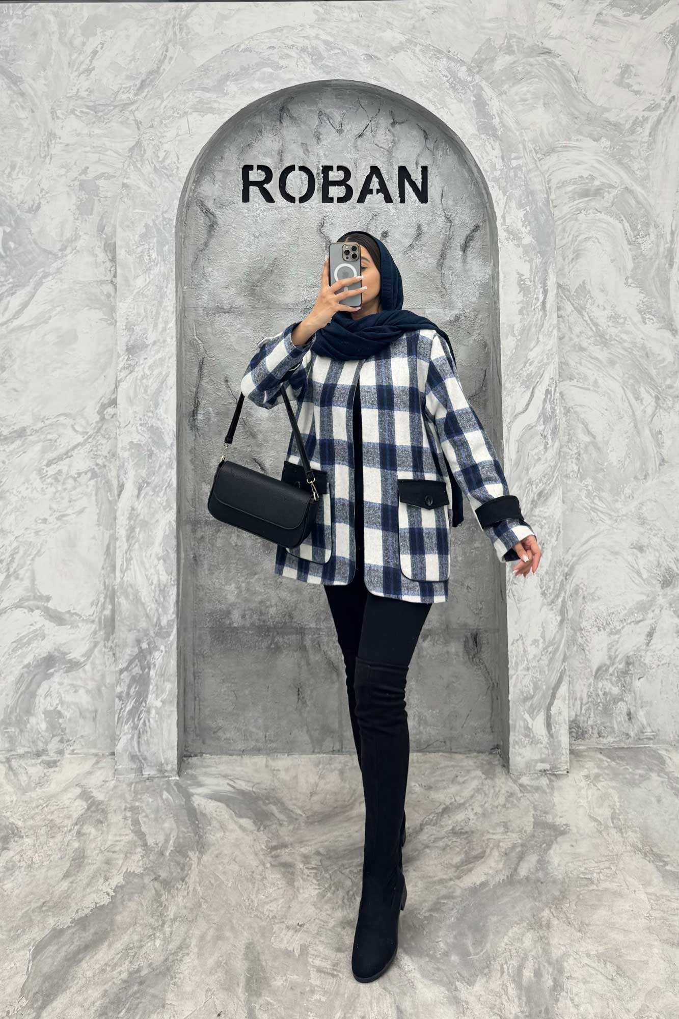 کت چهارخانه آستردار در جیب کتان پامپا