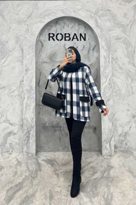 کت چهارخانه آستردار در جیب کتان پامپا