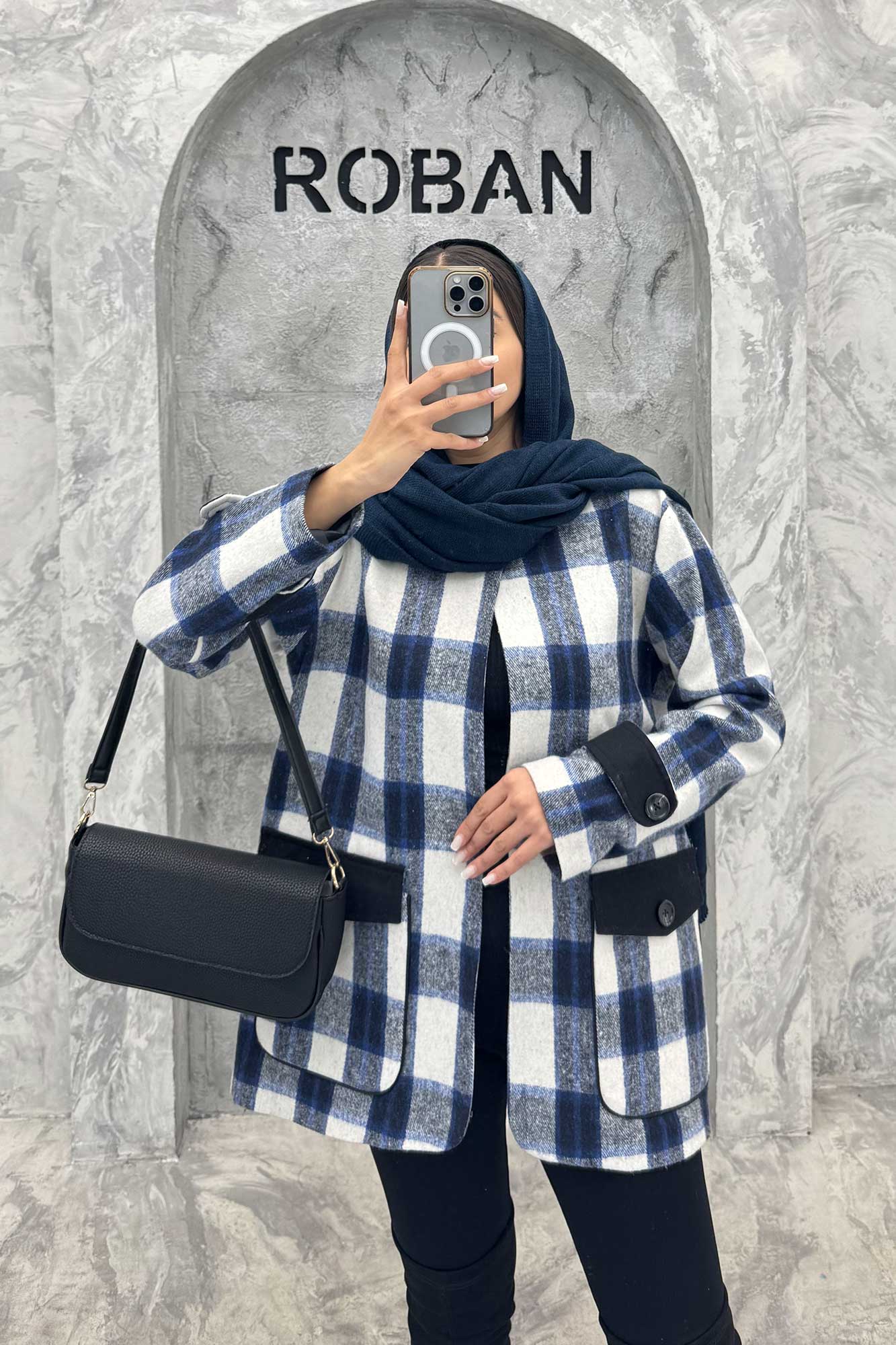 کت چهارخانه آستردار در جیب کتان پامپا