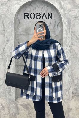 کت چهارخانه آستردار در جیب کتان پامپا