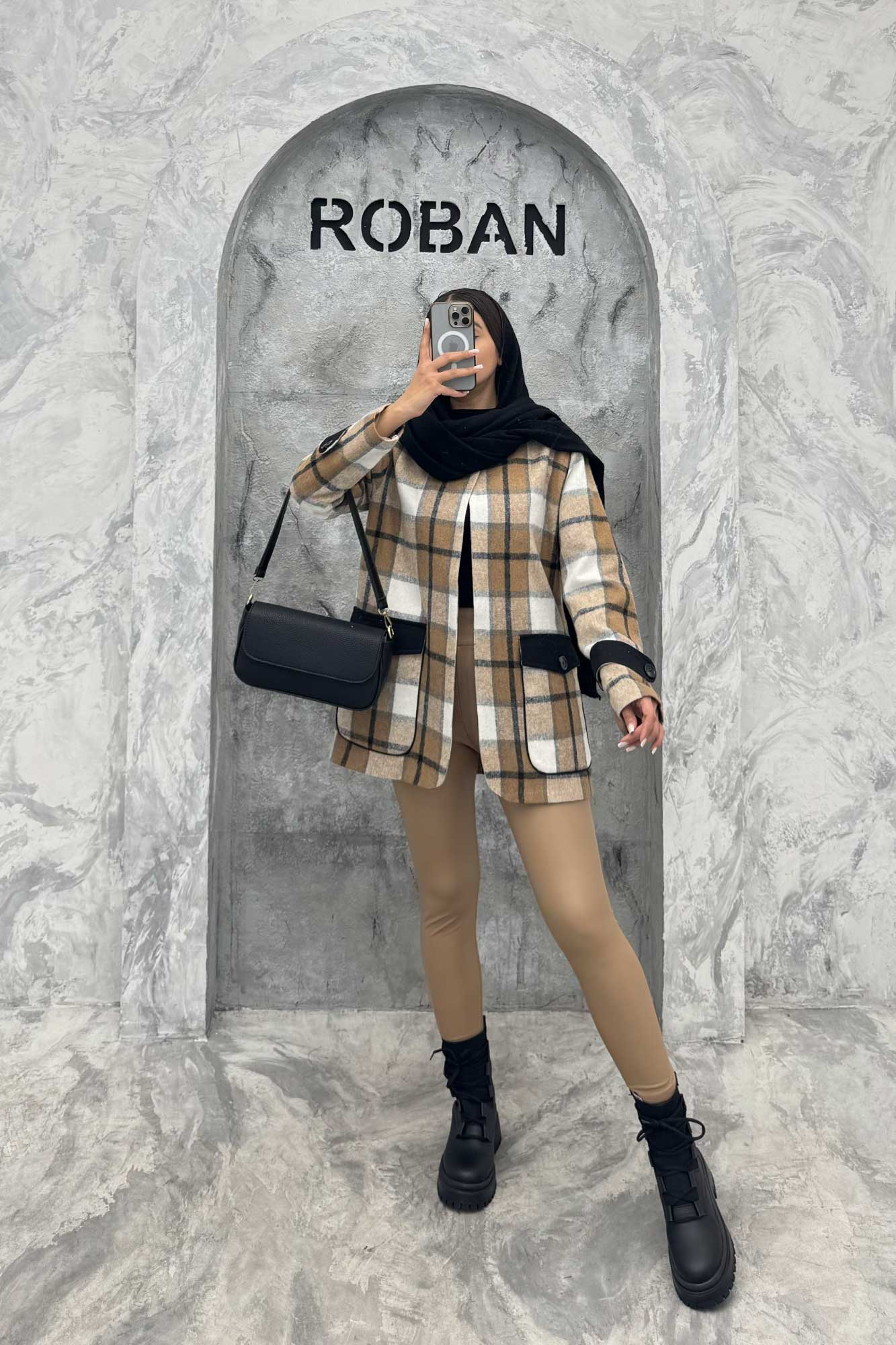 کت چهارخانه آستردار در جیب کتان پامپا