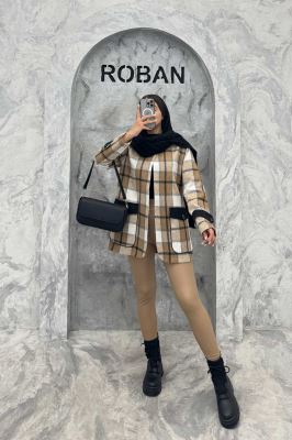 کت چهارخانه آستردار در جیب کتان پامپا