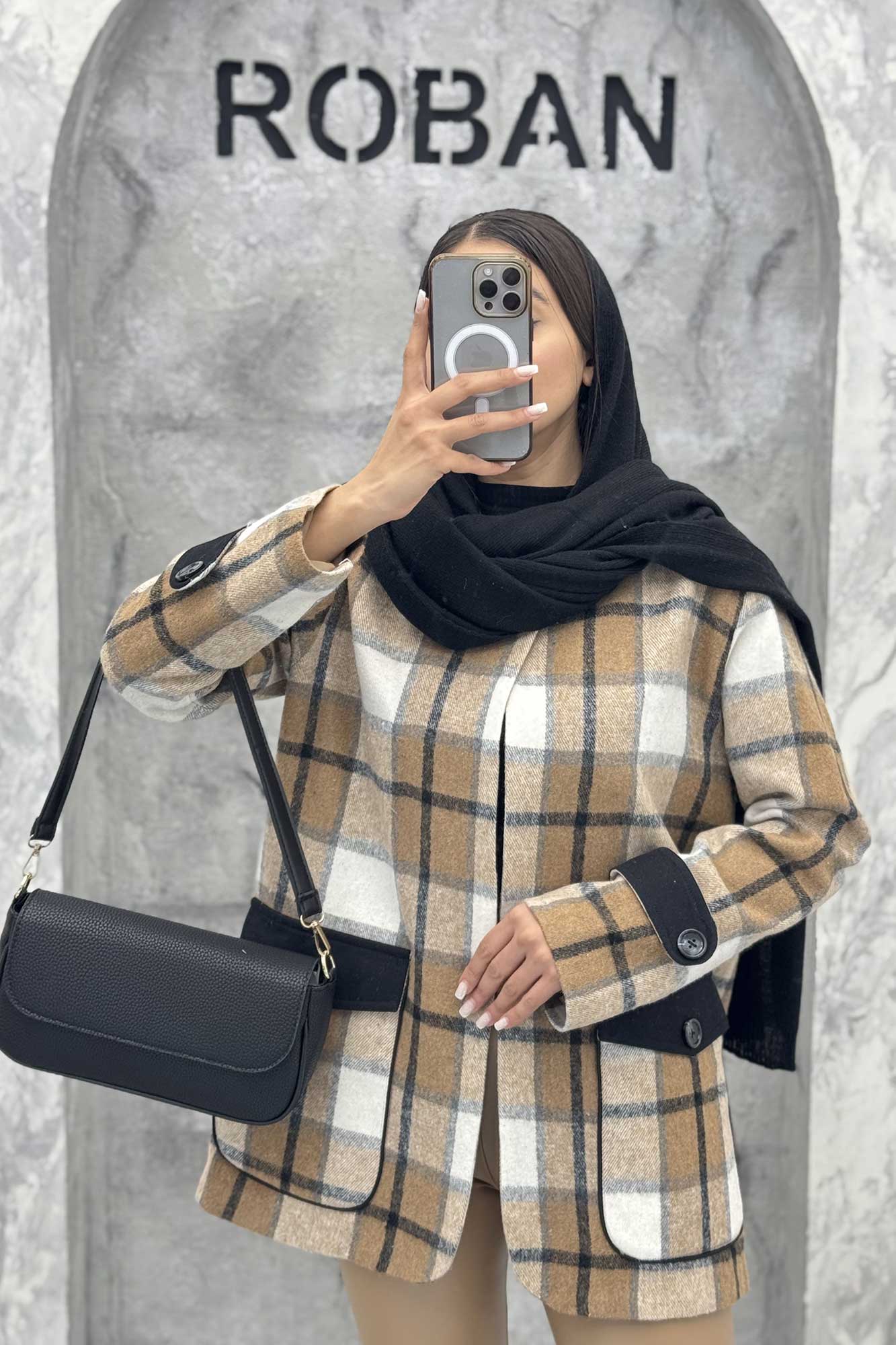 کت چهارخانه آستردار در جیب کتان پامپا