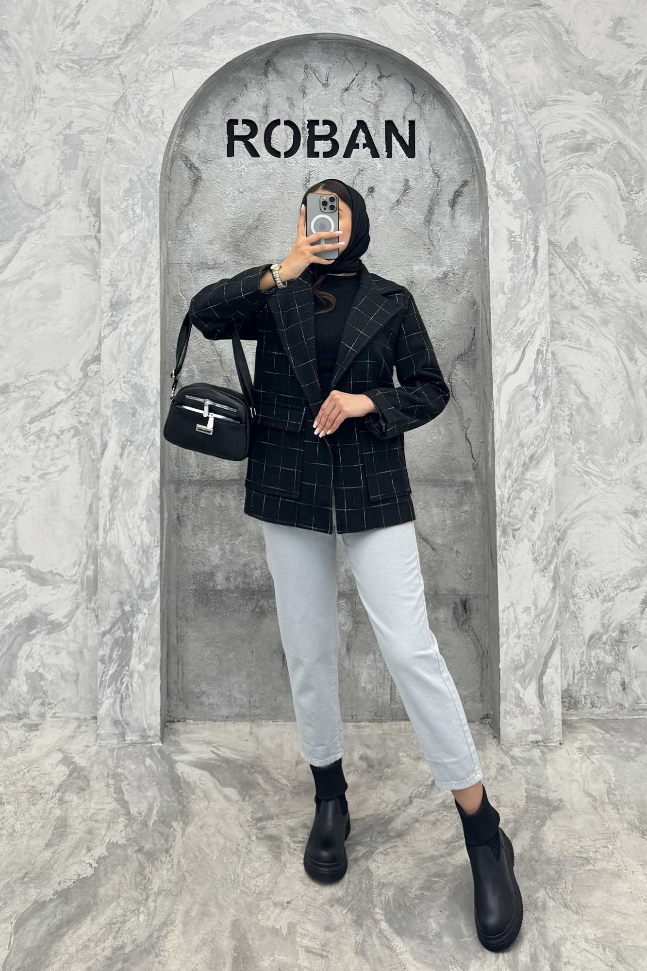 پالتو توییت پشمی  دو جیب پاکتی آنیدا