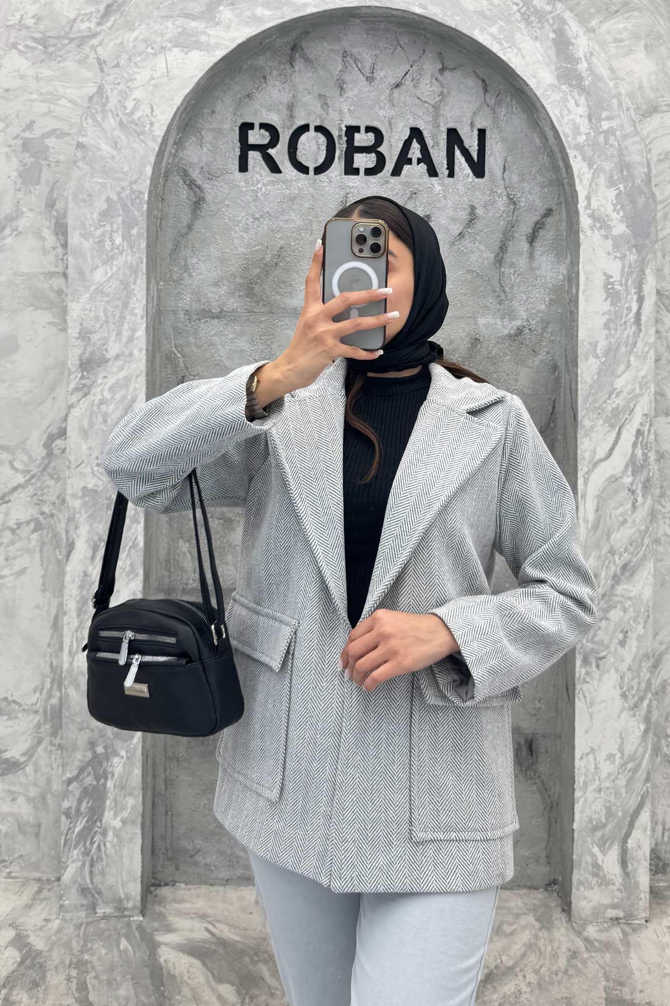 پالتو توییت پشمی  دو جیب پاکتی آنیدا