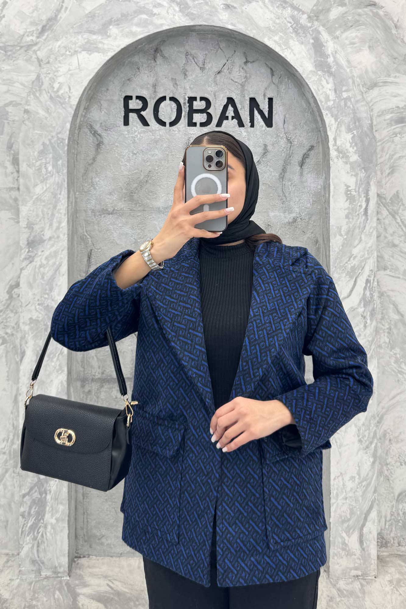 پالتو توییت پشمی  دو جیب پاکتی آنیدا