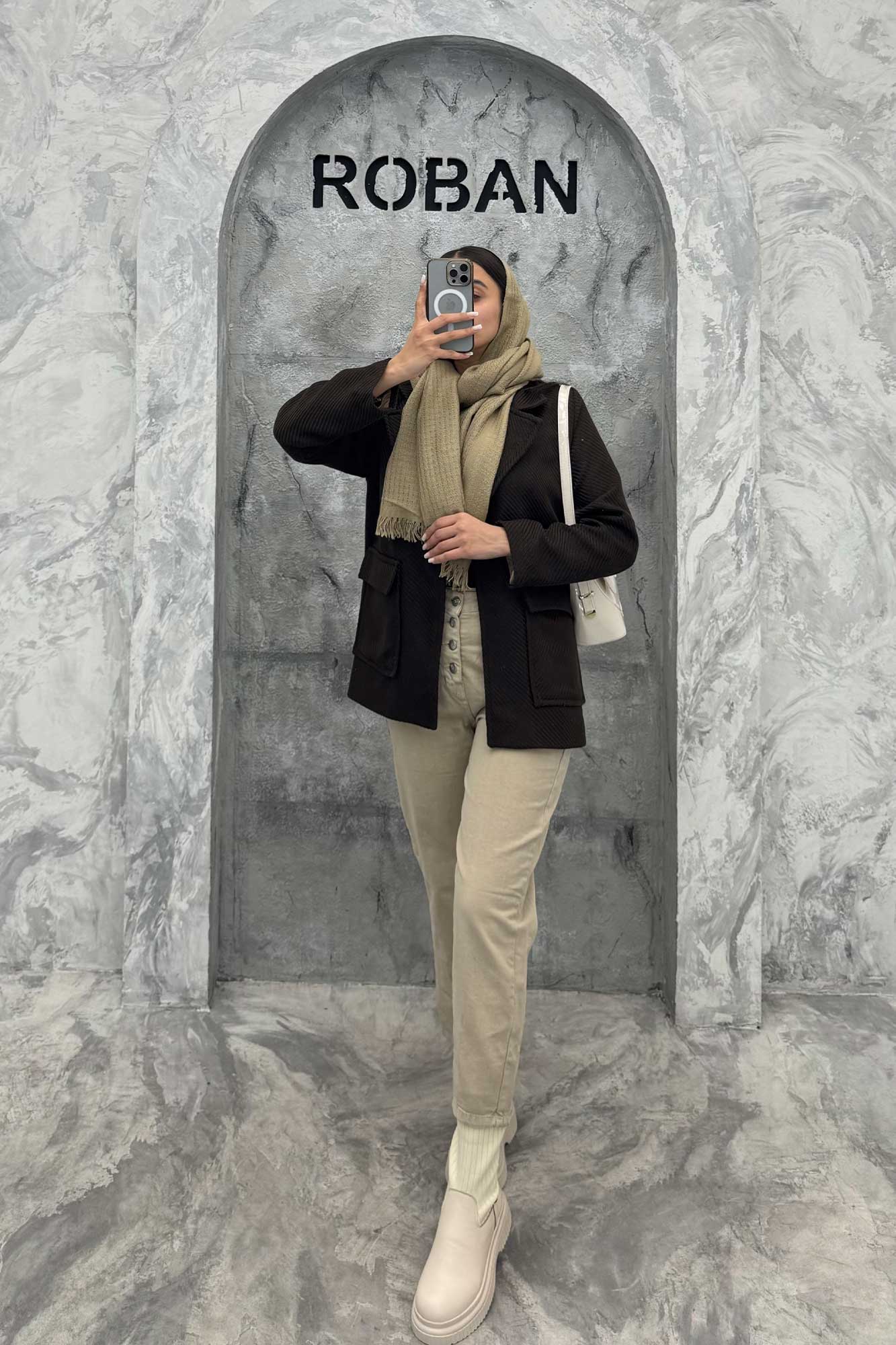 پالتو توییت پشمی  دو جیب پاکتی آنیدا