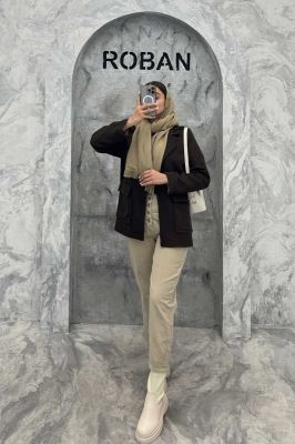 پالتو توییت پشمی  دو جیب پاکتی آنیدا