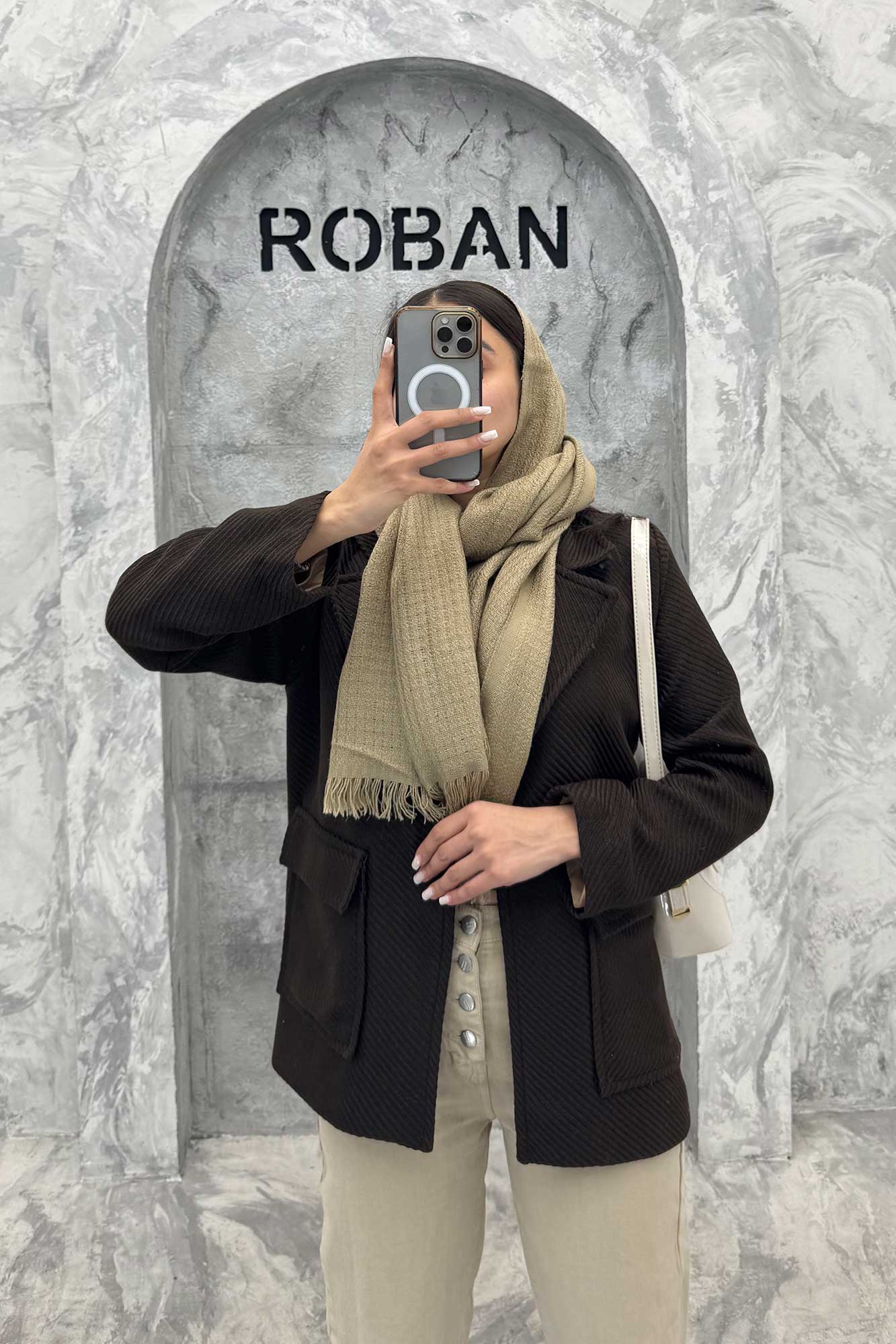 پالتو توییت پشمی  دو جیب پاکتی آنیدا