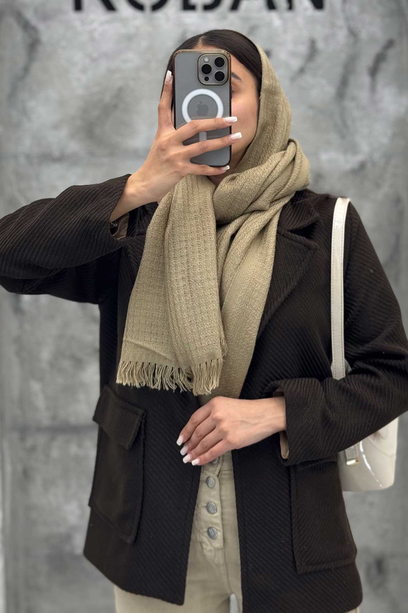 پالتو توییت پشمی  دو جیب پاکتی آنیدا