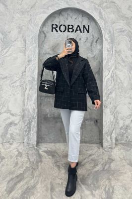 پالتو یقه انگلیسی توییت پشمی آستردار