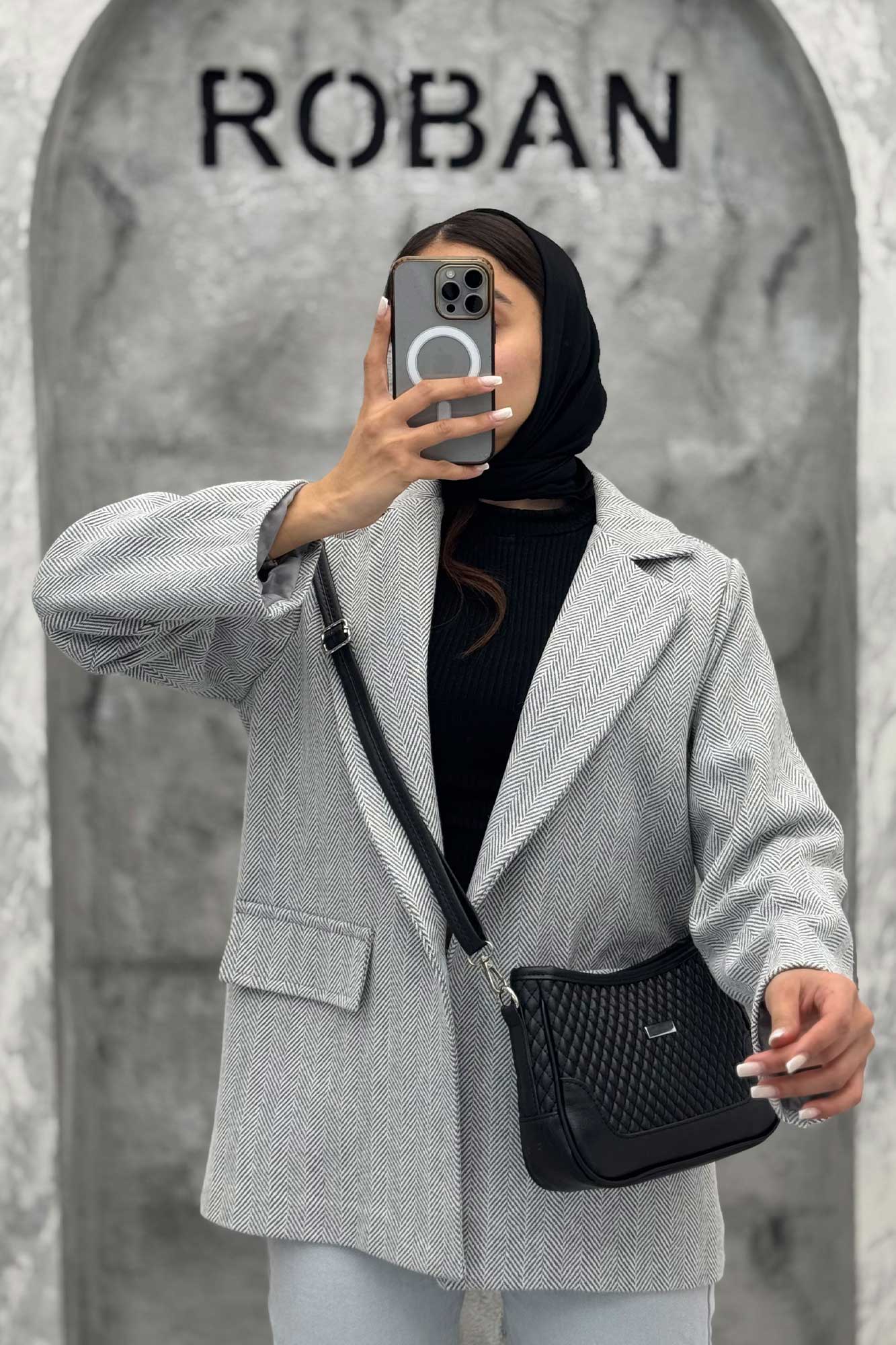 پالتو یقه انگلیسی توییت پشمی آستردار