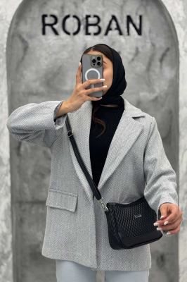 پالتو یقه انگلیسی توییت پشمی آستردار