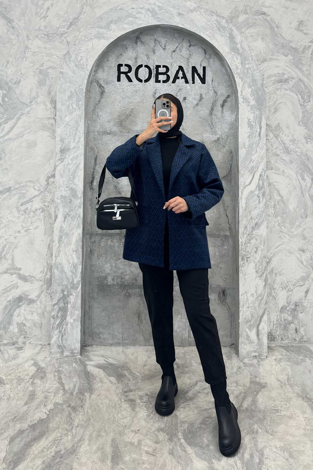 پالتو یقه انگلیسی توییت پشمی آستردار