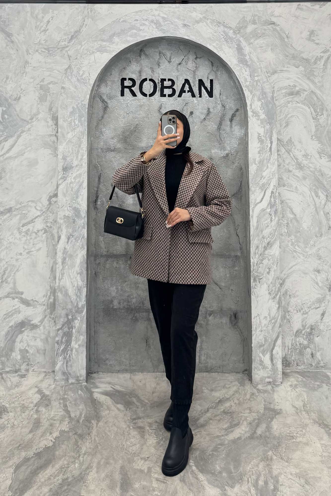 پالتو یقه انگلیسی توییت پشمی آستردار