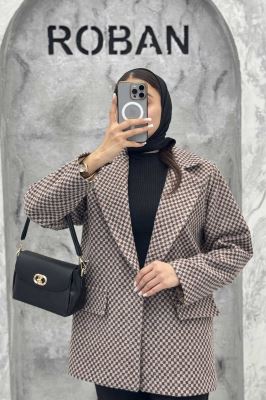 پالتو یقه انگلیسی توییت پشمی آستردار