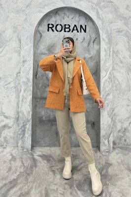 پالتو یقه انگلیسی توییت پشمی آستردار