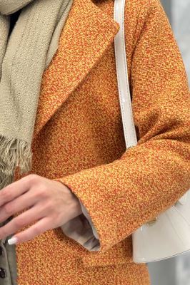 پالتو یقه انگلیسی توییت پشمی آستردار