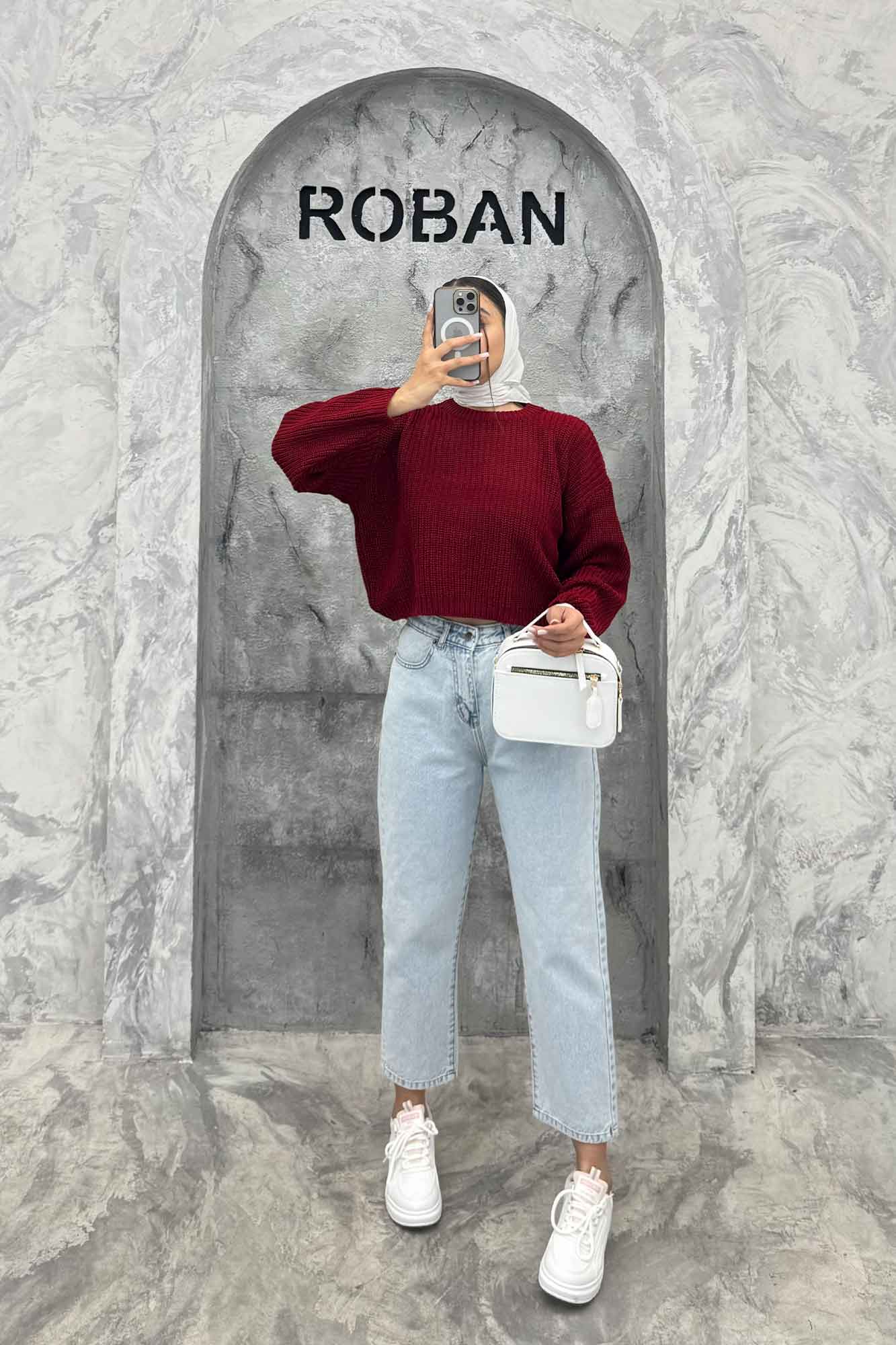 بلوز بافت کراپ یقه گرد S