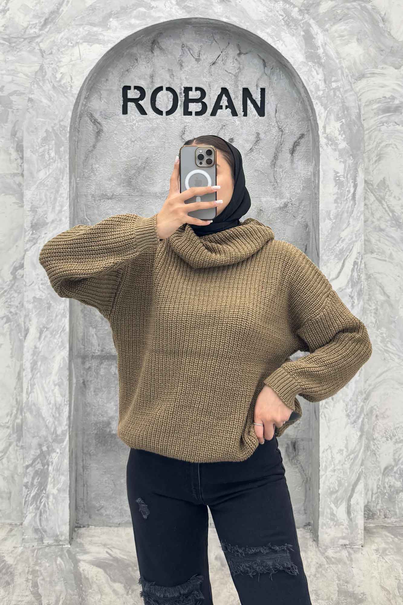 بلوز بافت یقه شل ساده بلند 