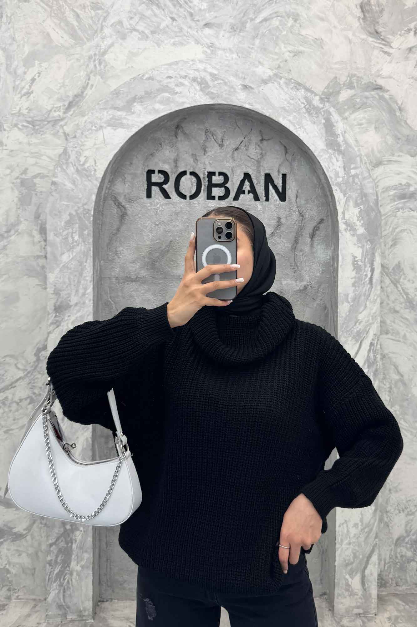 بلوز بافت یقه شل ساده بلند 