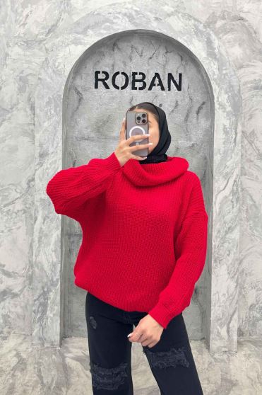 بلوز بافت یقه شل ساده بلند 