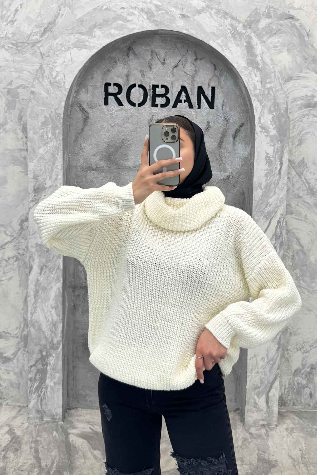 بلوز بافت یقه شل ساده بلند 