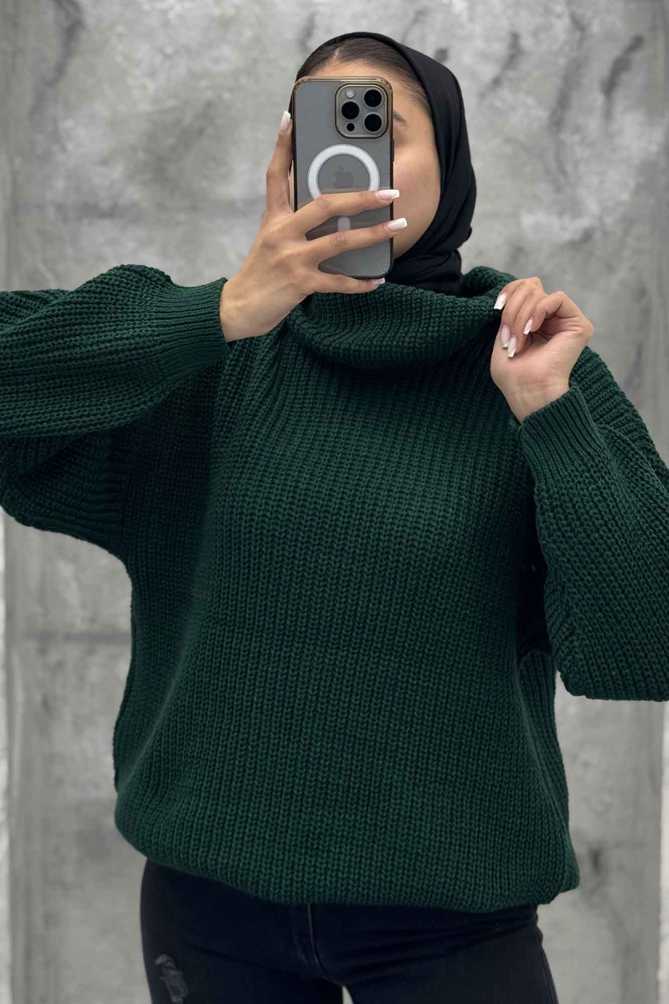 بلوز بافت یقه شل ساده بلند 