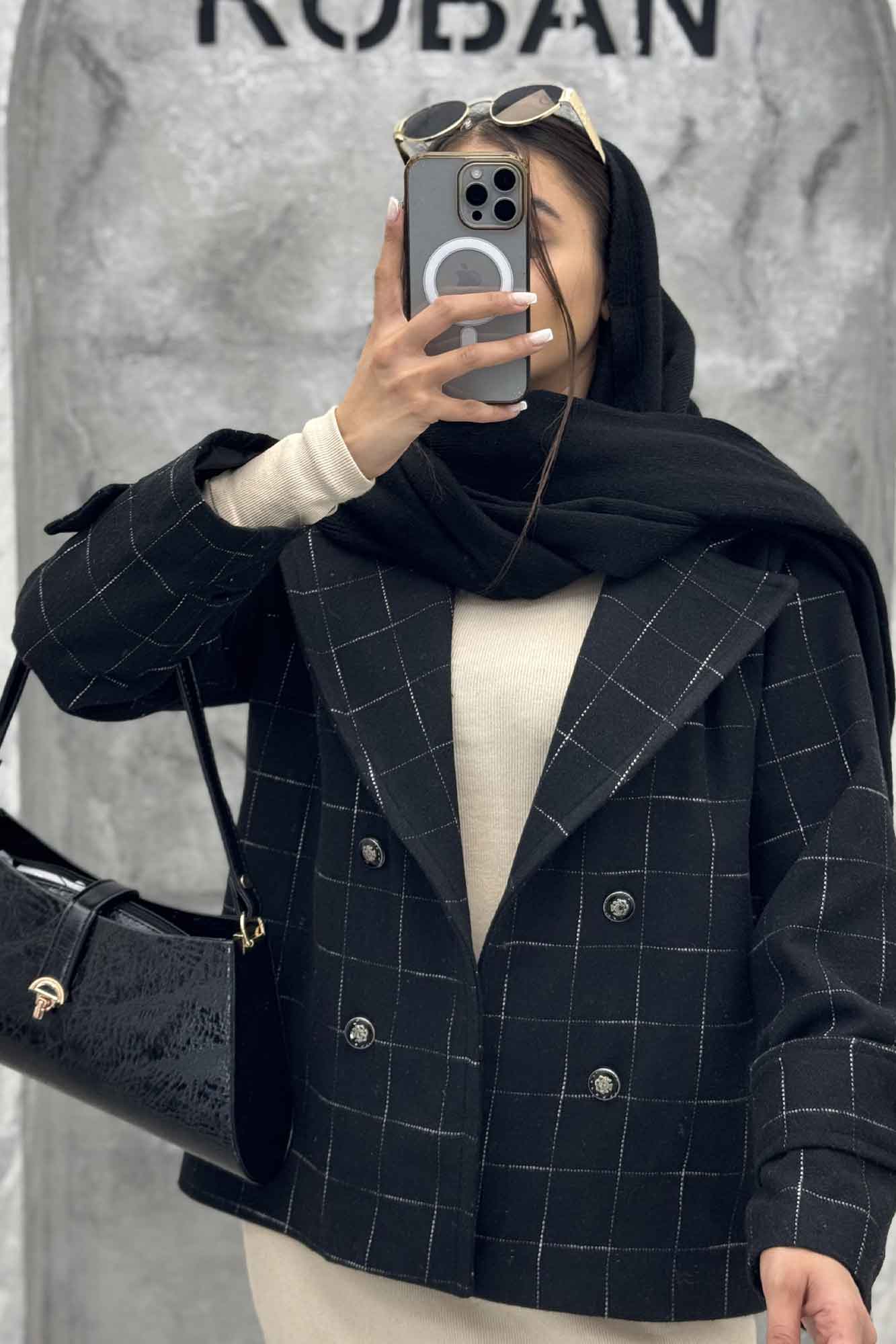 کت توییت پشمی یقه انگلیسی پهن آستردار NIL