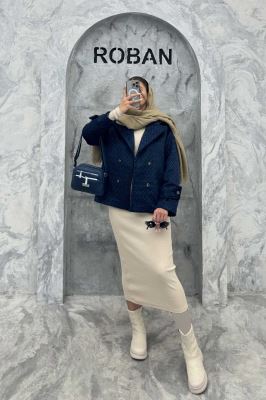 کت توییت پشمی یقه انگلیسی پهن آستردار NIL