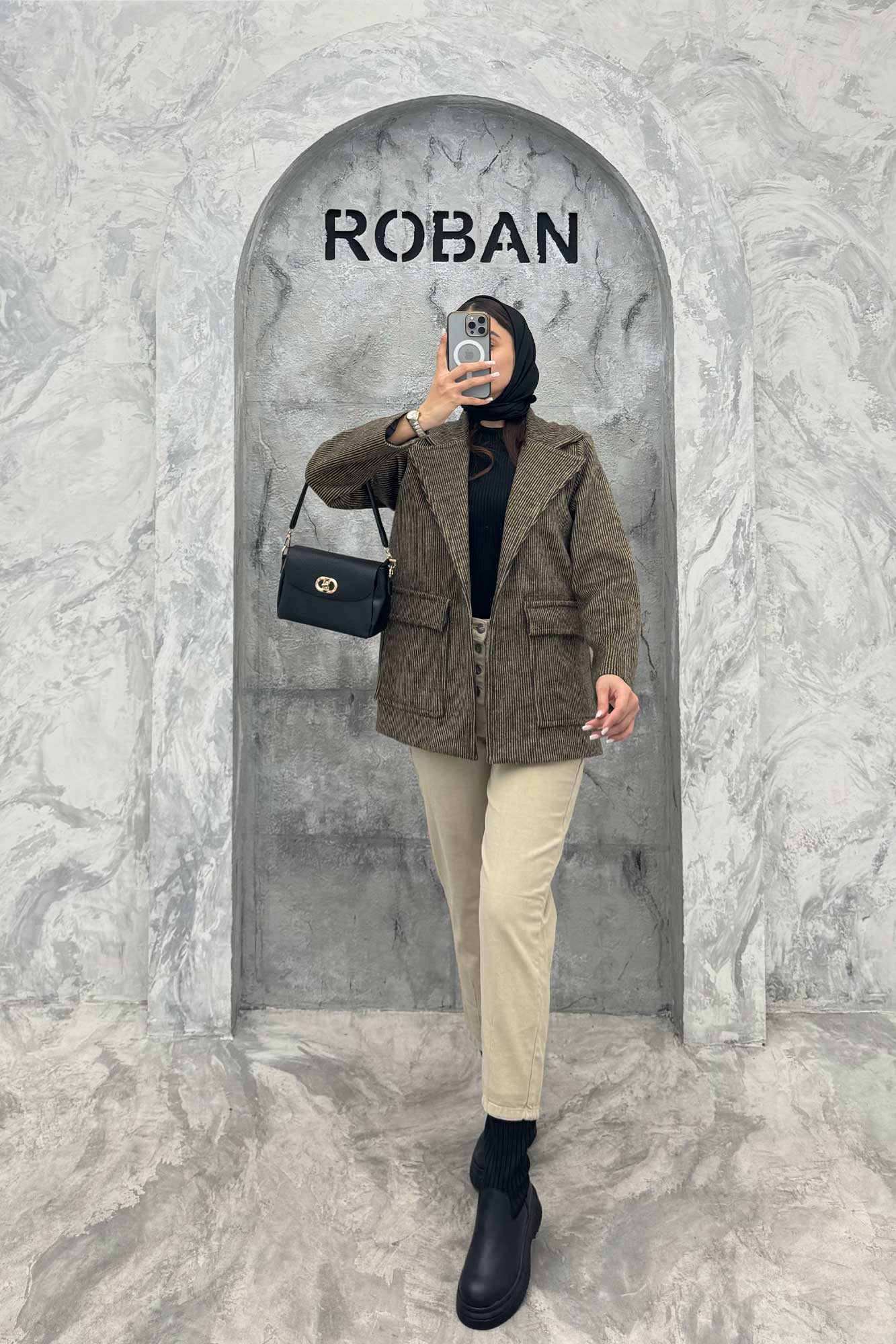 پالتو توییت پشمی  دو جیب پاکتی آنیدا