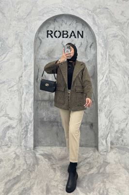 پالتو توییت پشمی  دو جیب پاکتی آنیدا