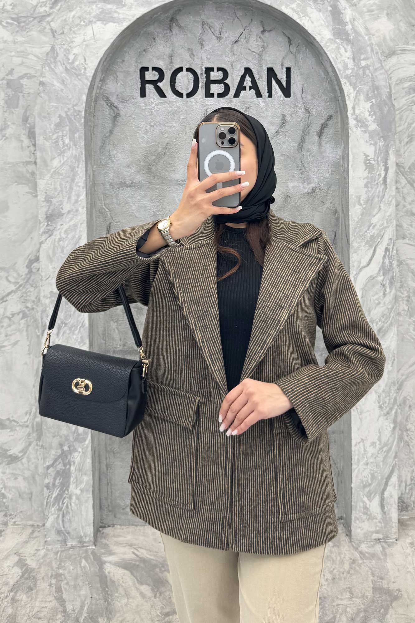 پالتو توییت پشمی  دو جیب پاکتی آنیدا