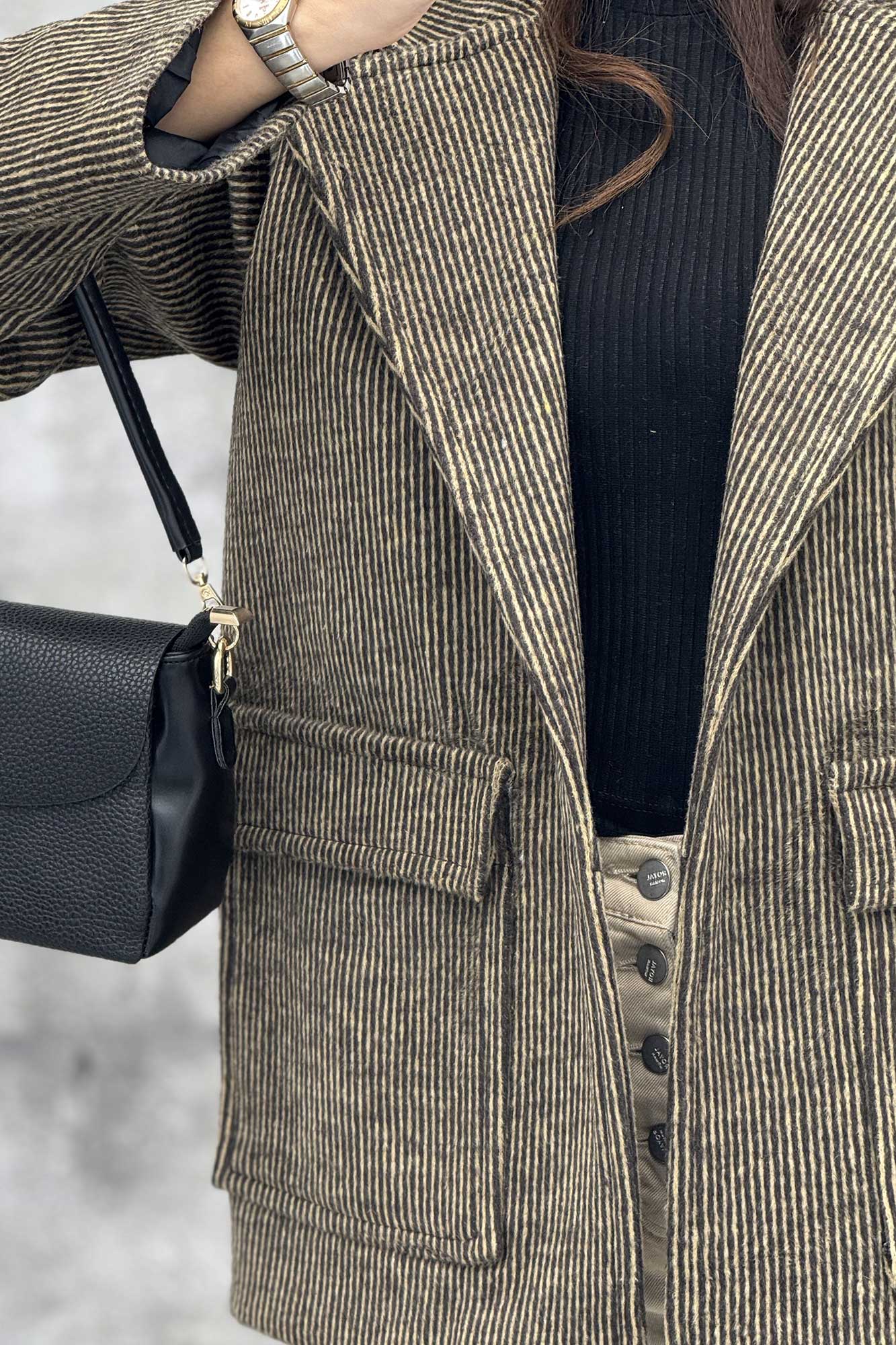 پالتو توییت پشمی  دو جیب پاکتی آنیدا