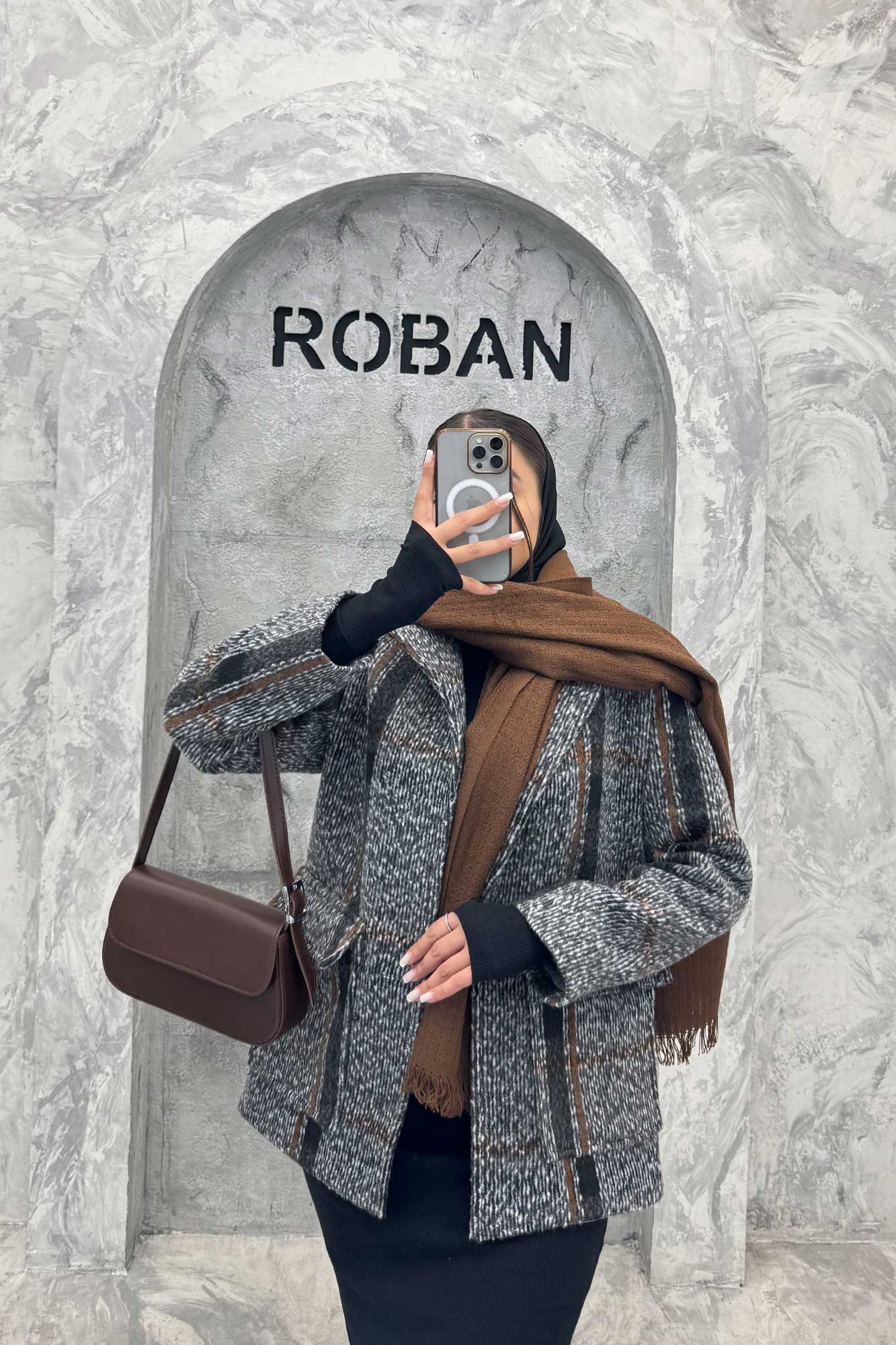 پالتو توییت پشمی  دو جیب پاکتی آنیدا