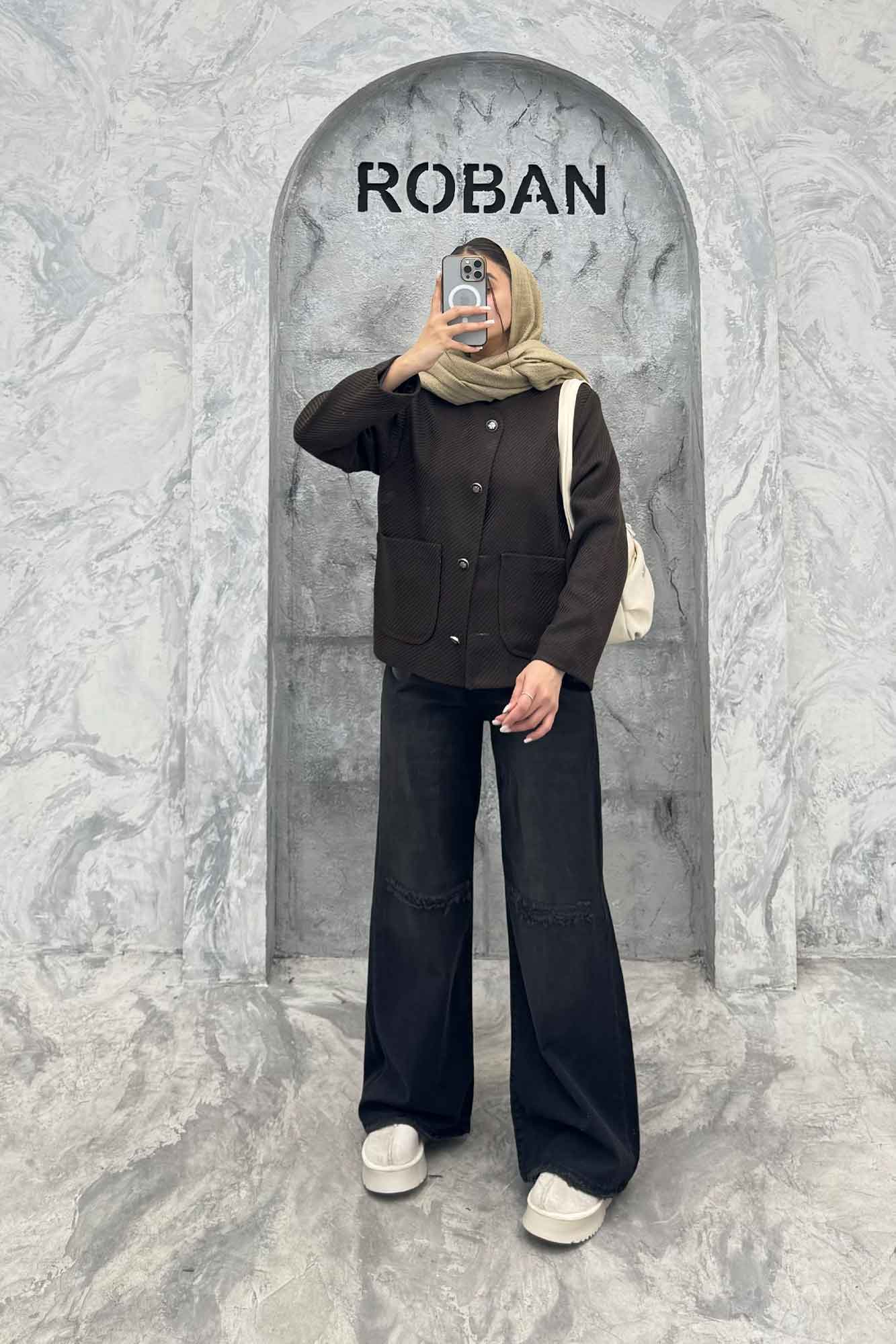 کت توییت پشمی یقه گرد NELA