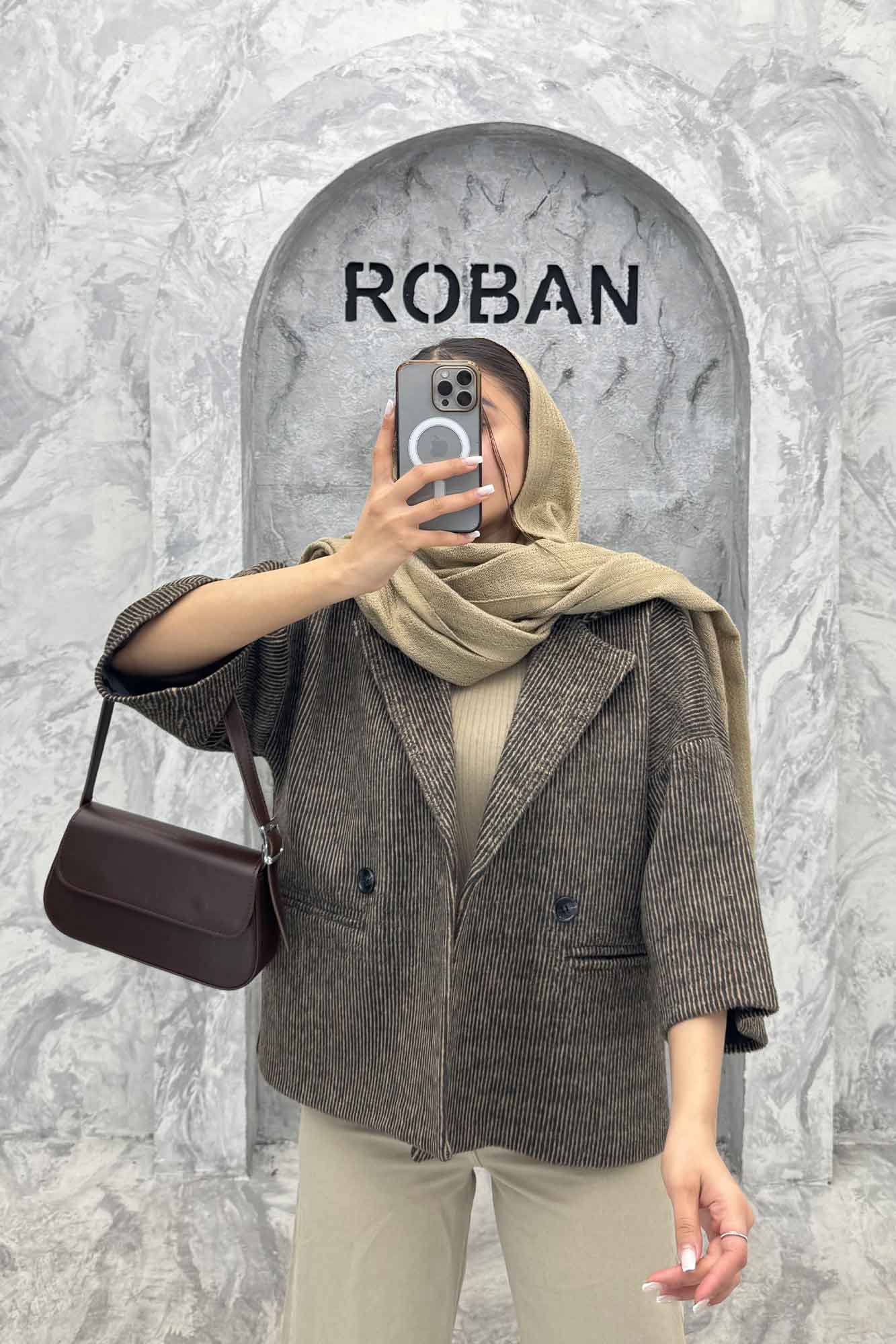 کت آستین سه رب توییت پشمی دو دکمه