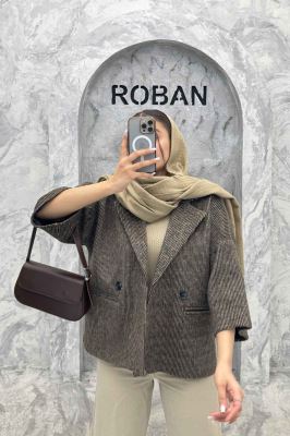 کت آستین سه رب توییت پشمی دو دکمه