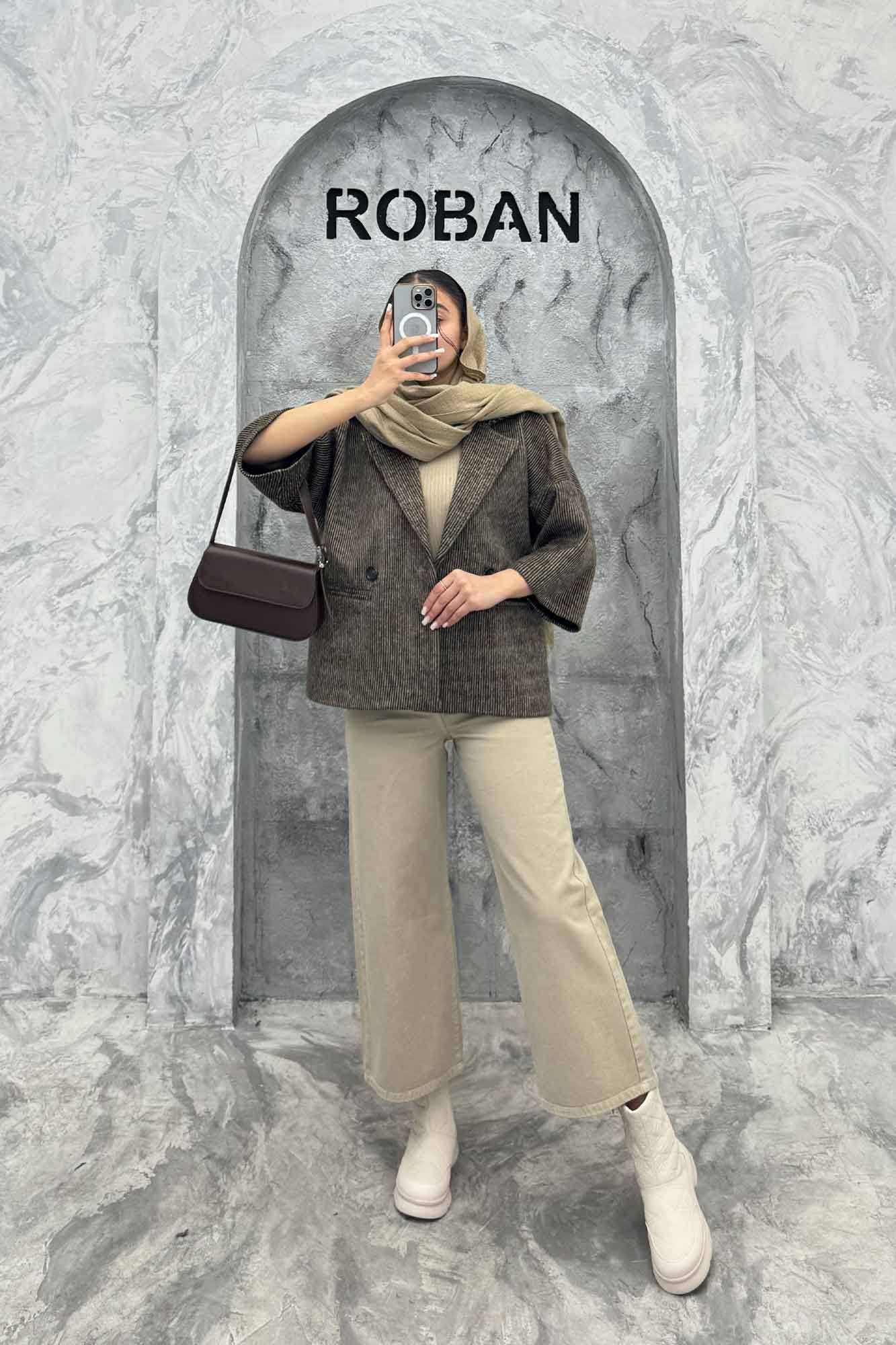 کت آستین سه رب توییت پشمی دو دکمه