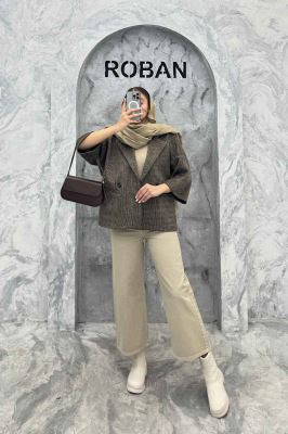 کت آستین سه رب توییت پشمی دو دکمه