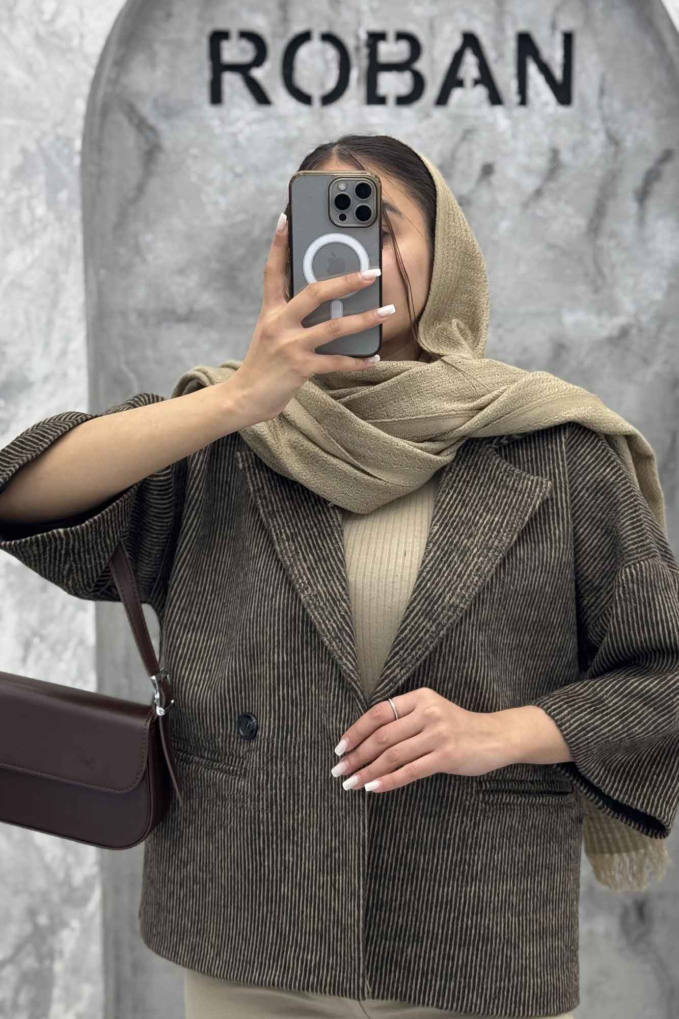 کت آستین سه رب توییت پشمی دو دکمه