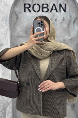 کت آستین سه رب توییت پشمی دو دکمه