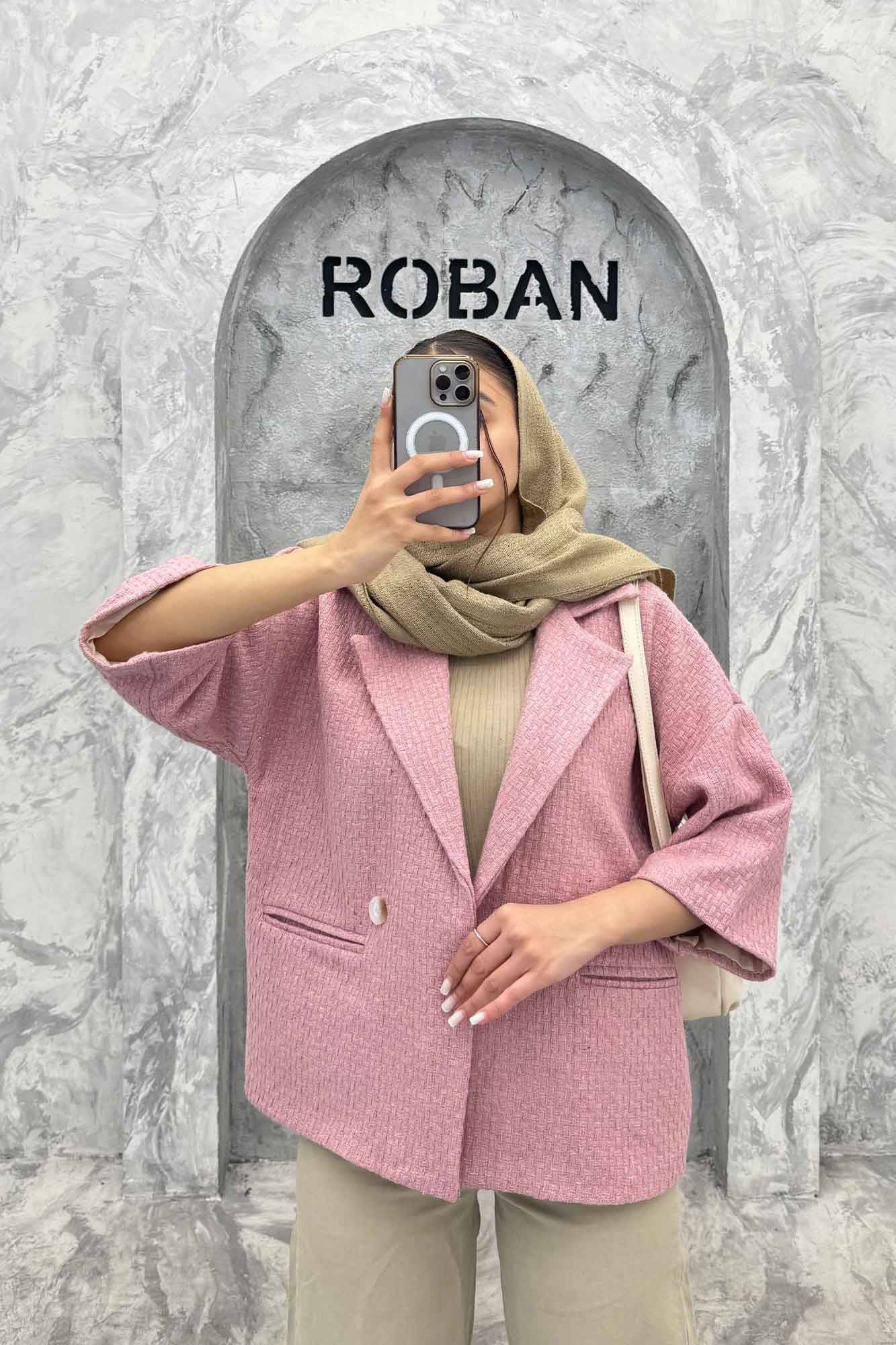 کت آستین سه رب توییت پشمی دو دکمه