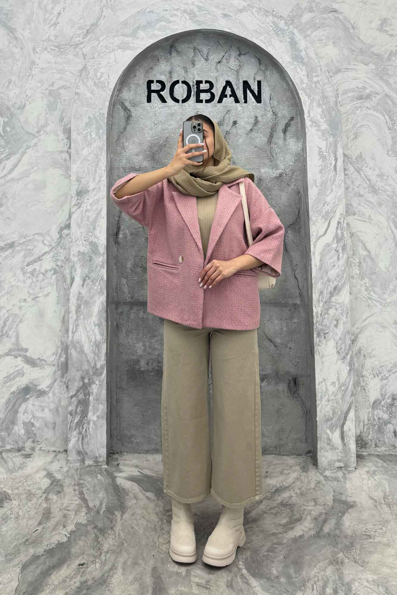 کت آستین سه رب توییت پشمی دو دکمه