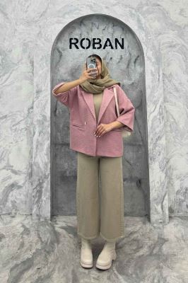 کت آستین سه رب توییت پشمی دو دکمه