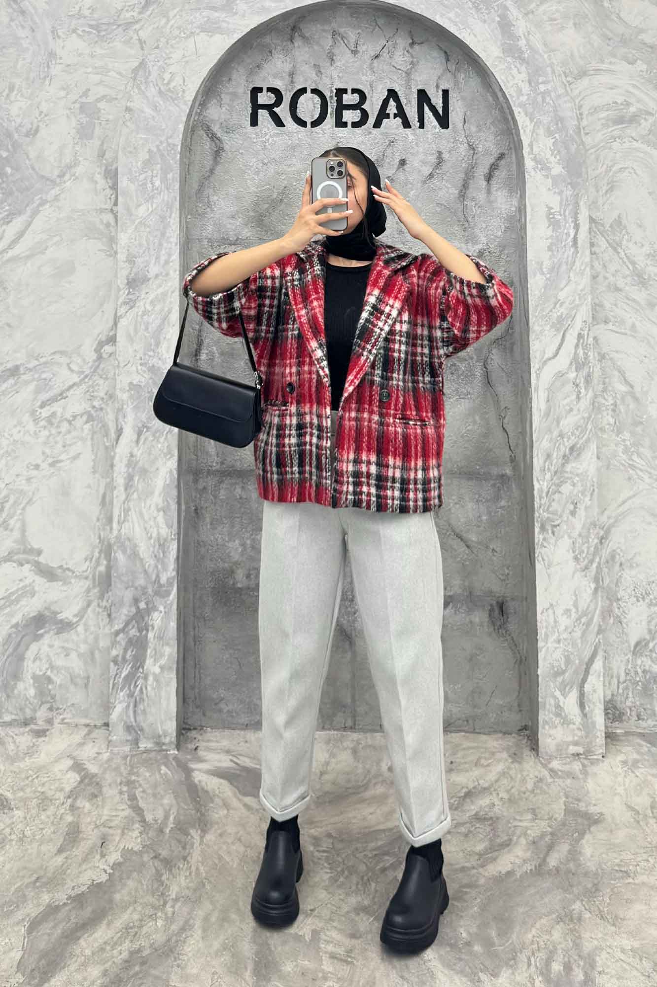 کت آستین سه رب توییت پشمی دو دکمه