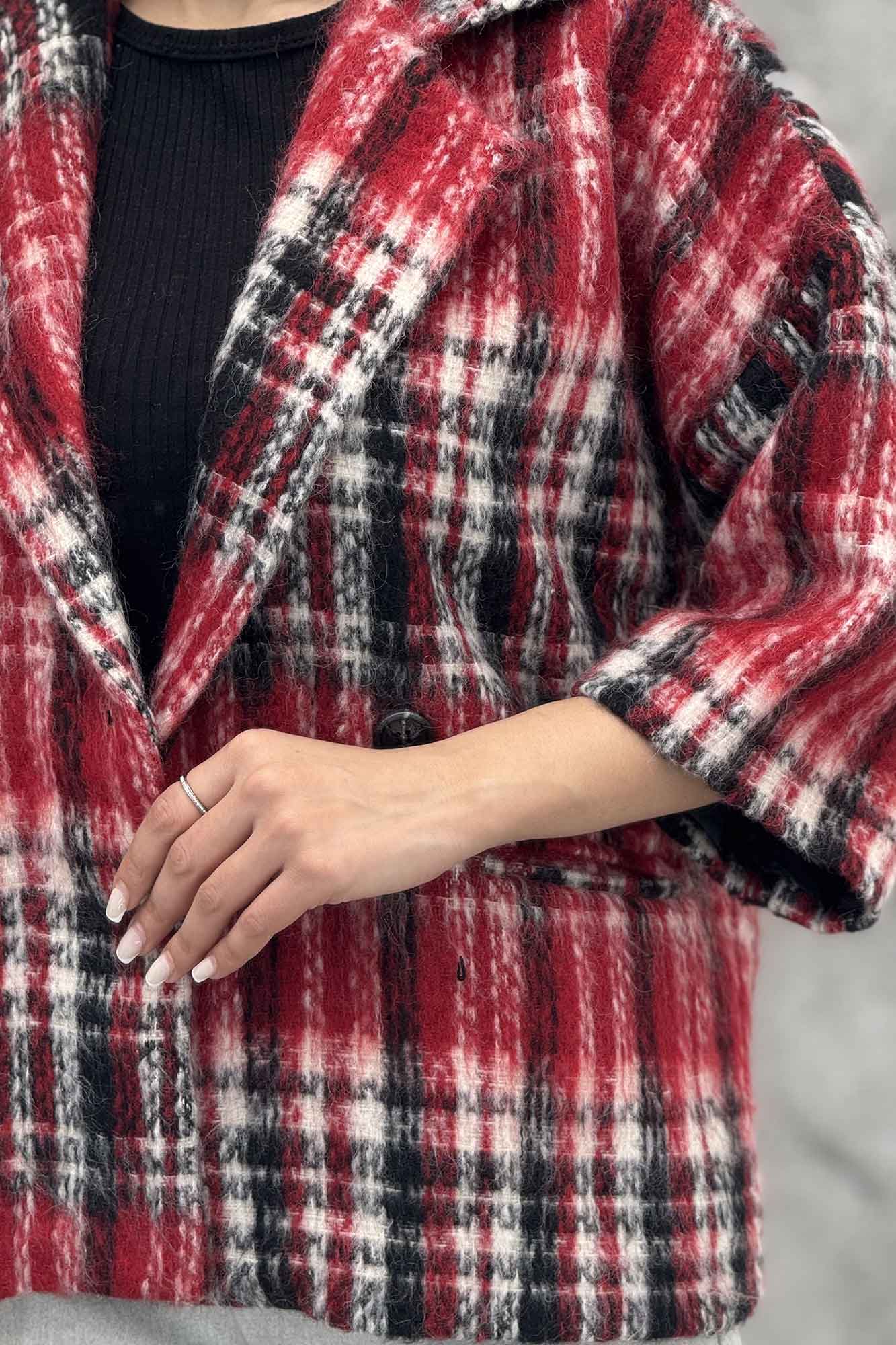 کت آستین سه رب توییت پشمی دو دکمه