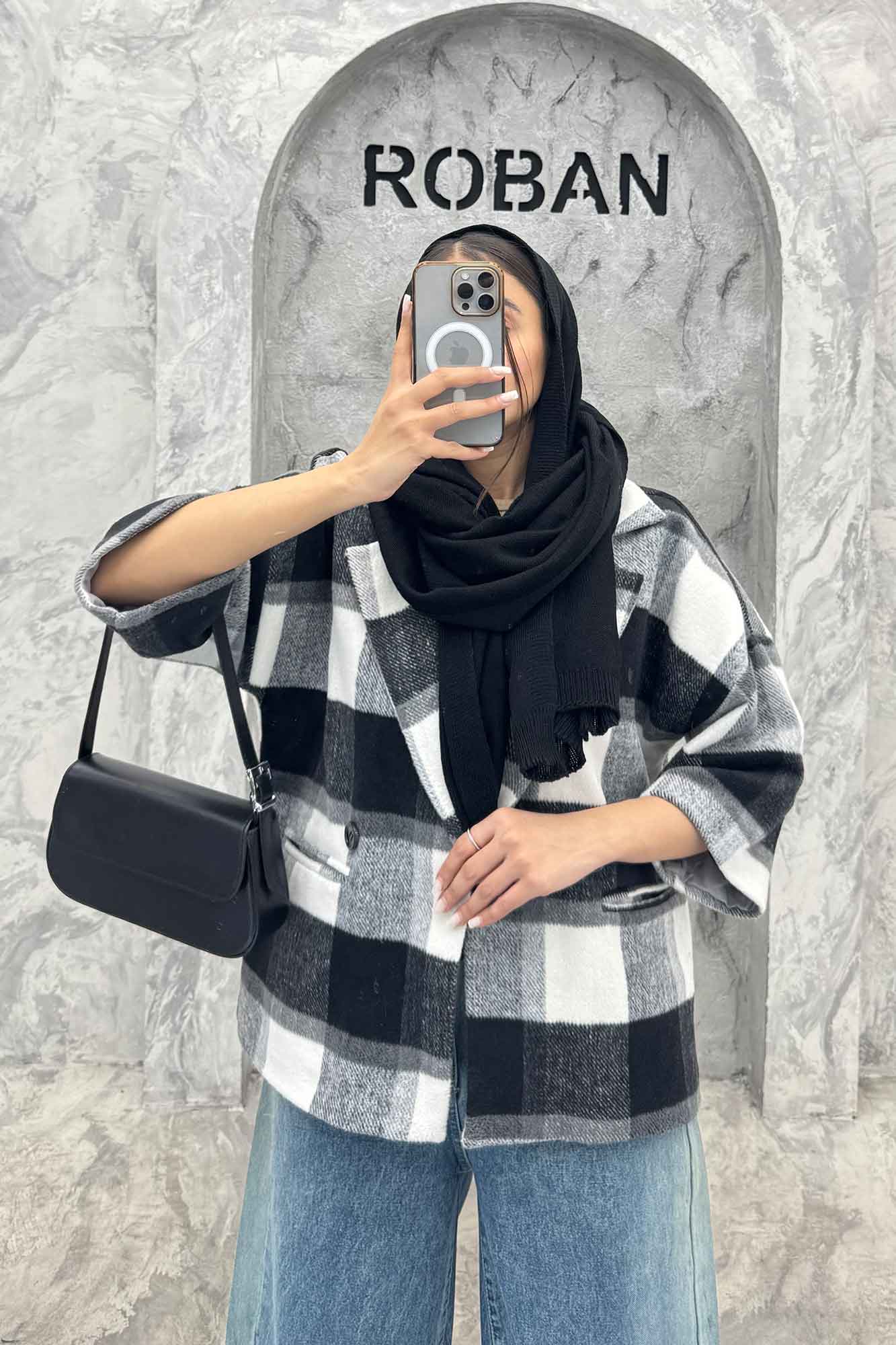 کت آستین سه رب توییت پشمی دو دکمه