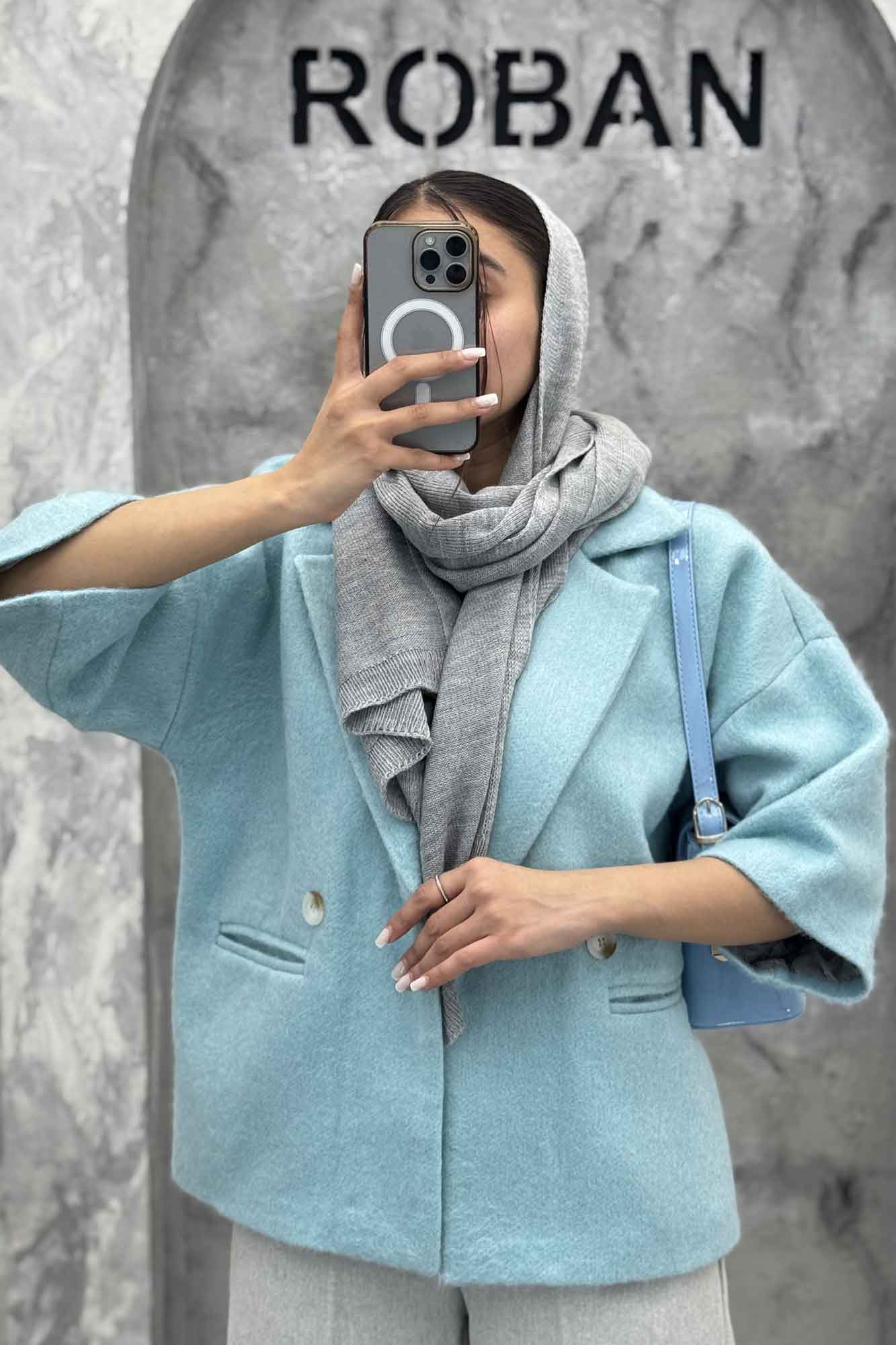 کت آستین سه رب توییت پشمی دو دکمه